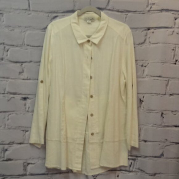 Simply Noelle Long Sleeve Button Down Blouse w/Two Front Pockets, NWOT - Picture 2 of 7
